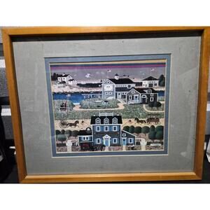 Charles Wysocki "Nantucket Breeze"  FRAMED Art Americana Primitive New England